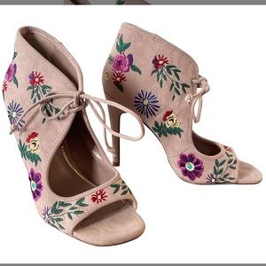Betsey Johnson Floral Embroidered Heels